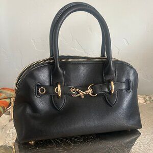 Black Leather Melie Blanco Handbag with Gold Hardware from Anthropologie